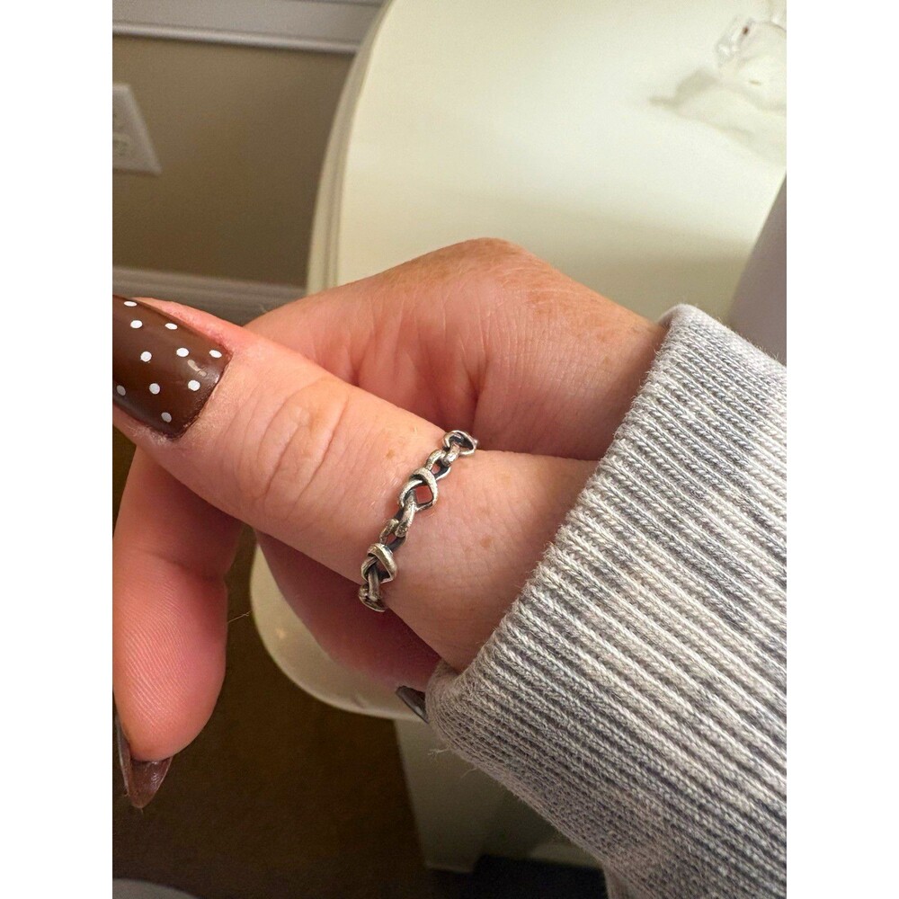 Silver Tone Metal Chain Link Band Ring, Size 7, Band Style, No Stone. Pandora
